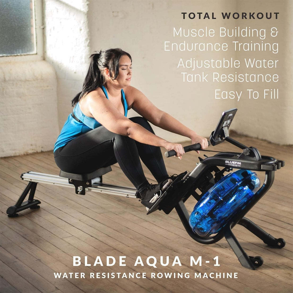Foldable Water Rowing Machine 6 - Level Resistance LCD App Home Rower 120KG - Kwikley
