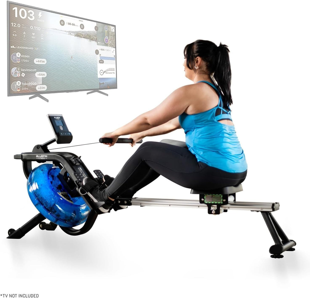 Foldable Water Rowing Machine 6 - Level Resistance LCD App Home Rower 120KG - Kwikley