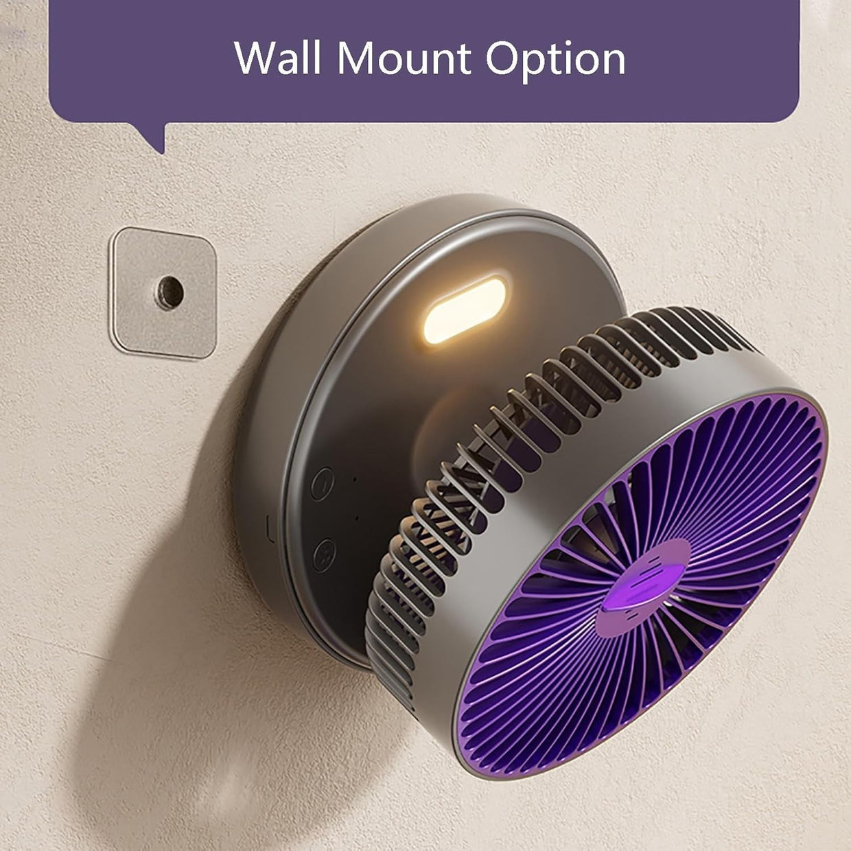 Foldable White Table Fan w Night Light 5 - Speed Quiet Rechargeable Air Circulator - Kwikley