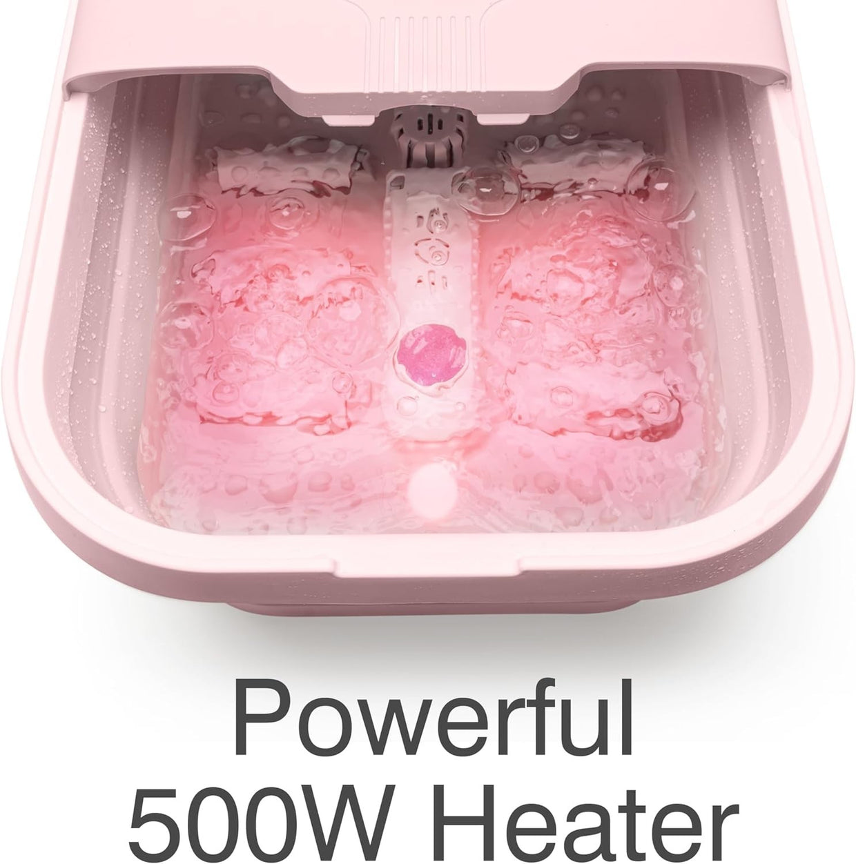Foldaway Heated Foot Spa Bath w/ Rollers Bubbles Remote Pedicure Pink - Kwikley
