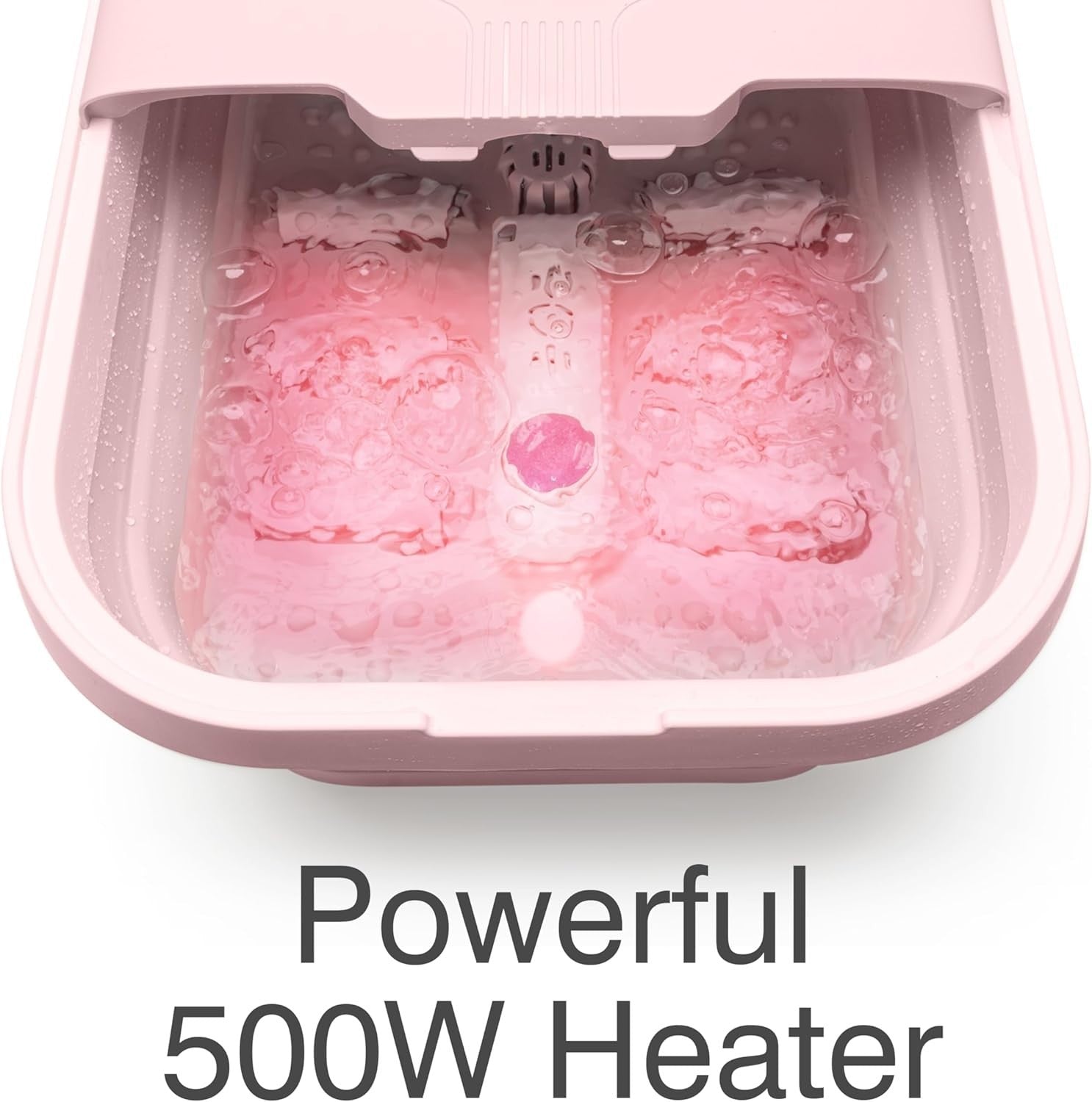 Foldaway Heated Foot Spa Bath w/ Rollers Bubbles Remote Pedicure Pink - Kwikley