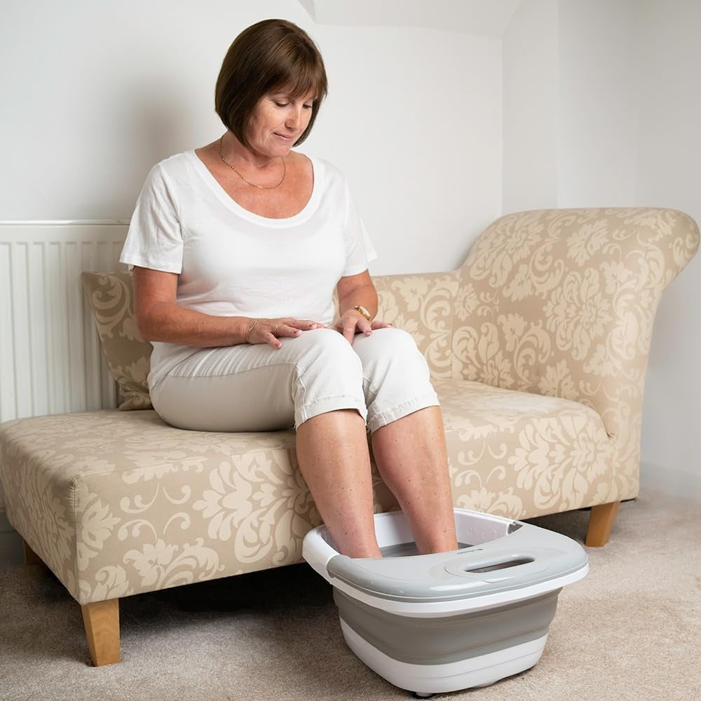 Foldaway Heated Foot Spa Massager w/ Bubbles Vibration Portable - Kwikley