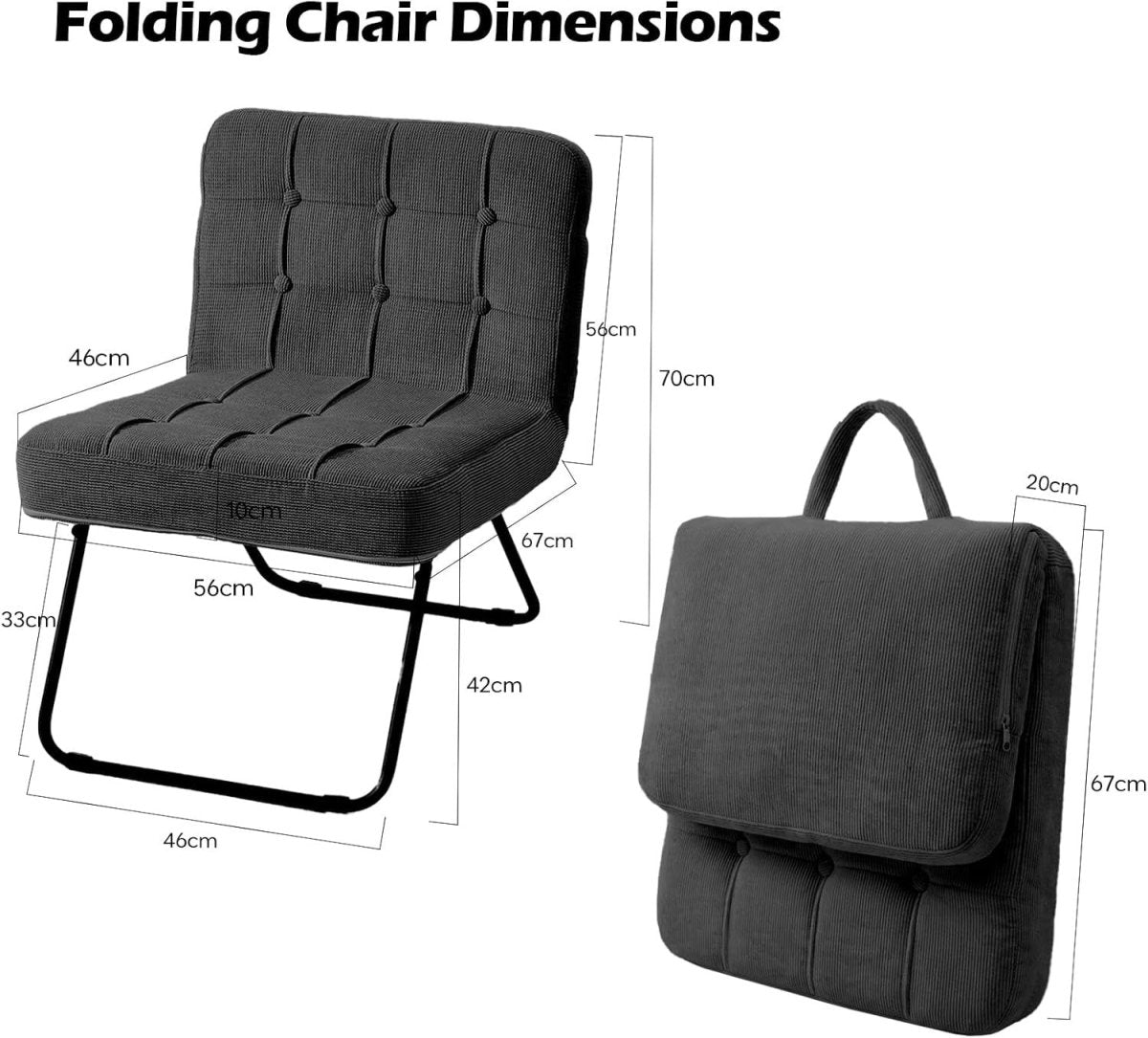Folding Accent Chair Corduroy Tub Seat Metal Legs Black - Kwikley