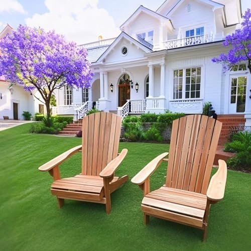 Folding Adirondack Garden Chair Ergonomic Wooden Outdoor Patio Seat - Kwikley