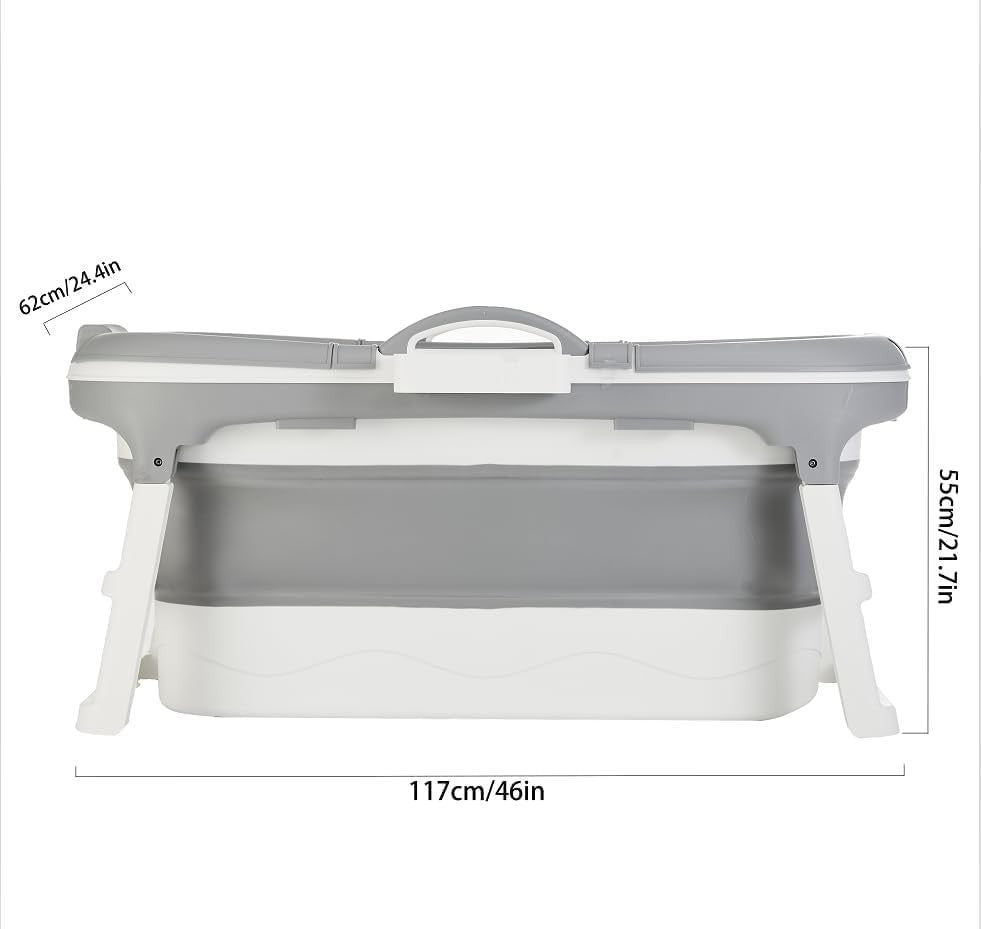 Folding Adult Bathtub 118x62x55cm Grey Portable Ice & Soaking Bath - Kwikley