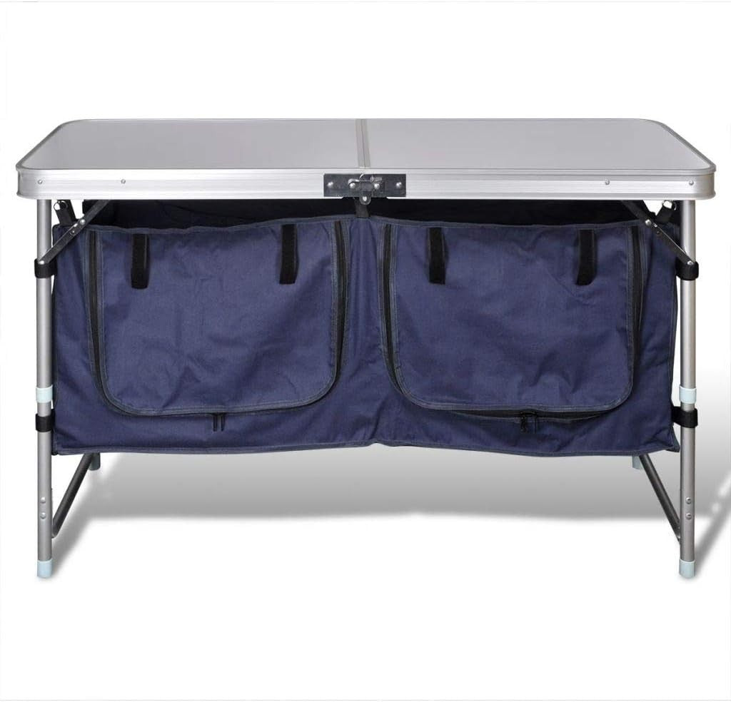 Folding Aluminium Camping Cupboard Table Storage Unit Outdoor Kitchen - Kwikley