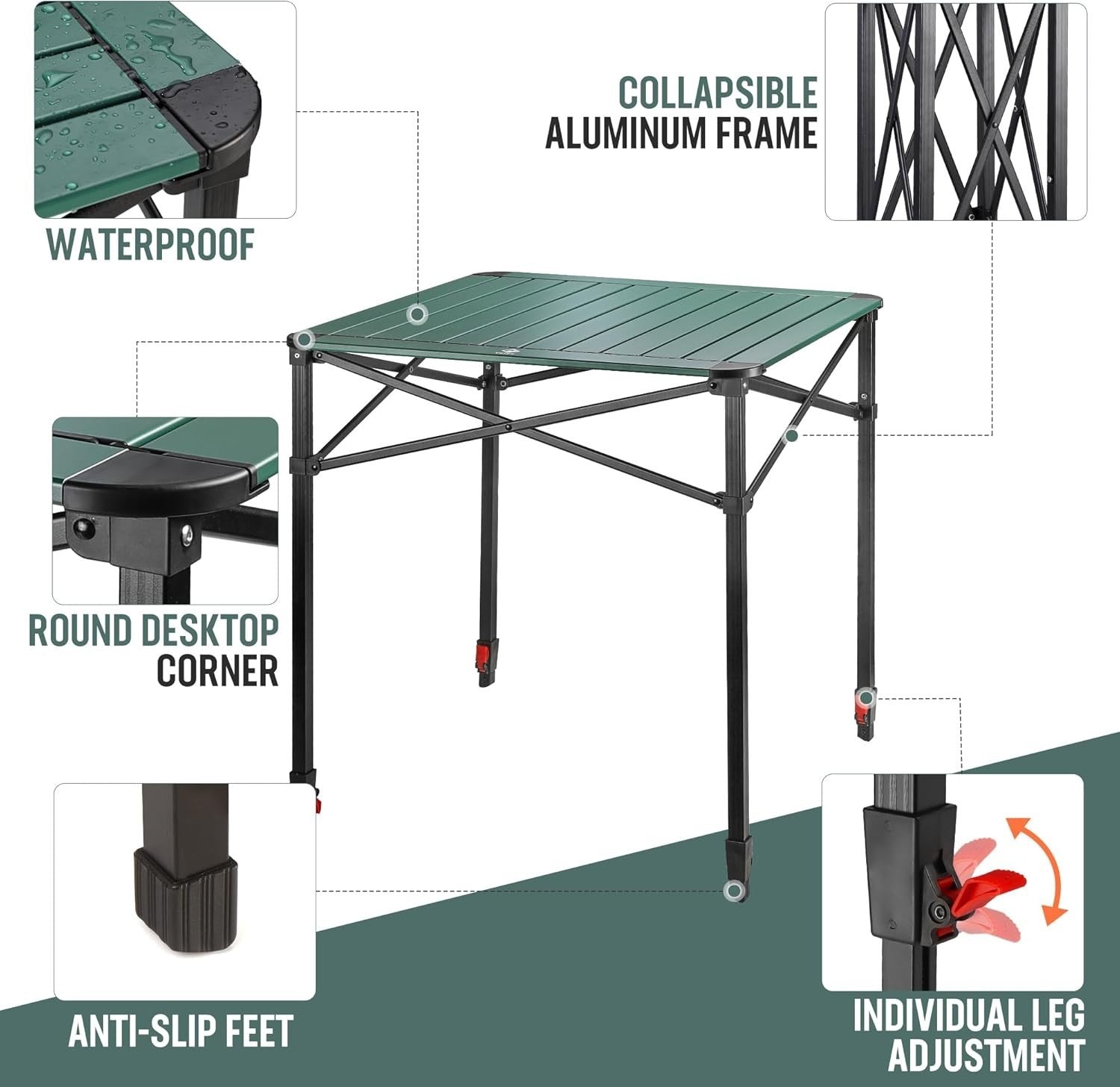 Folding Aluminium Camping Table Large Height Adjustable 60kg Outdoor - Kwikley