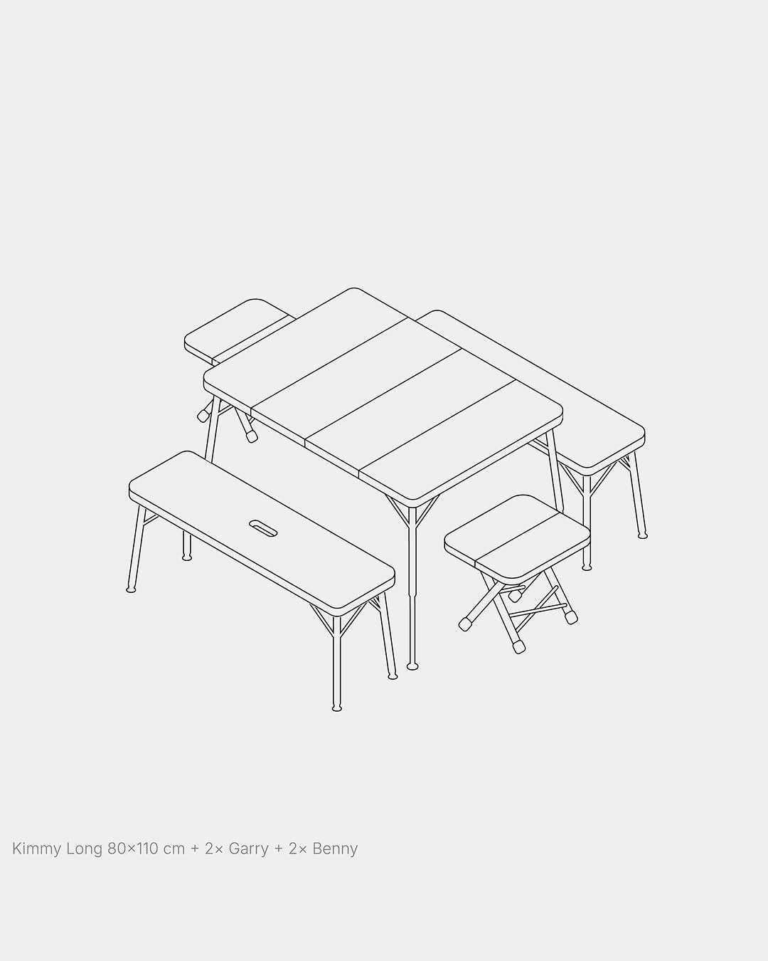 Folding Bamboo Camping Bench Set 2x – Portable, Lightweight, Durable - Kwikley