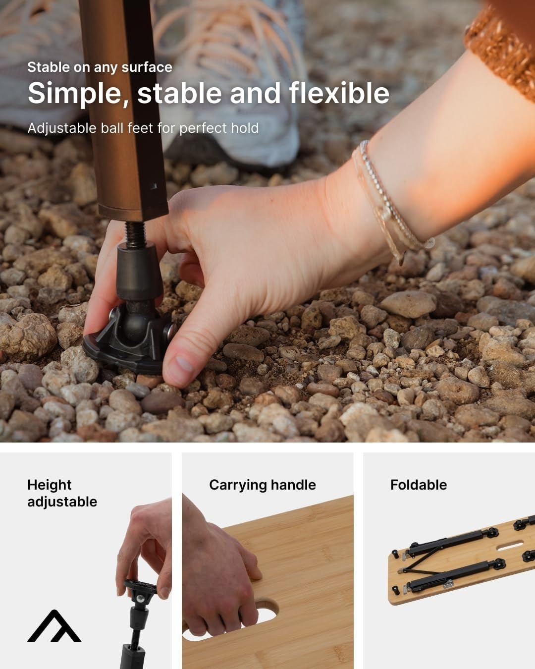 Folding Bamboo Camping Bench Set 2x – Portable, Lightweight, Durable - Kwikley