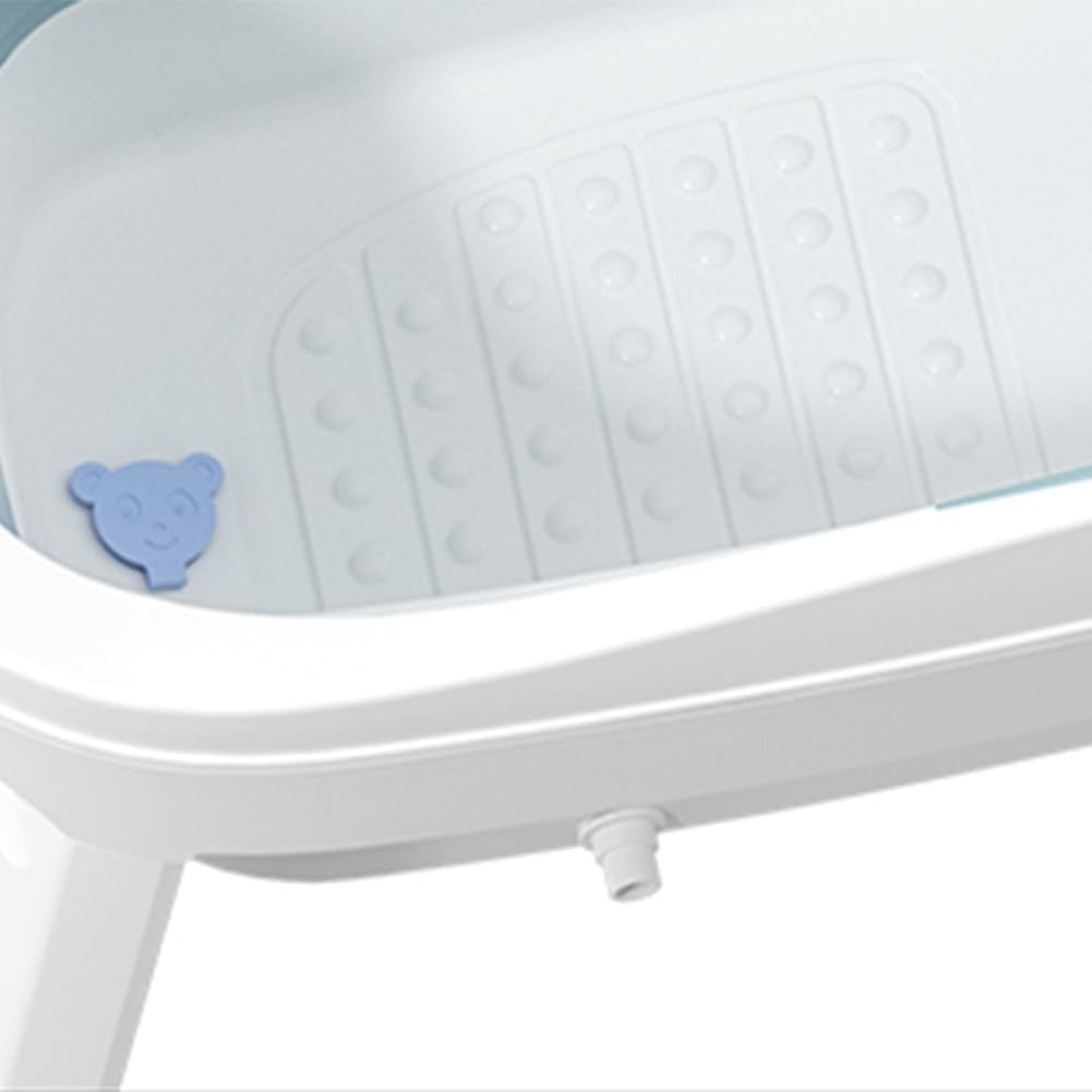 Folding Bathtub 113x63x54cm Blue Portable Adults Children Soaking Spa Tub - Kwikley