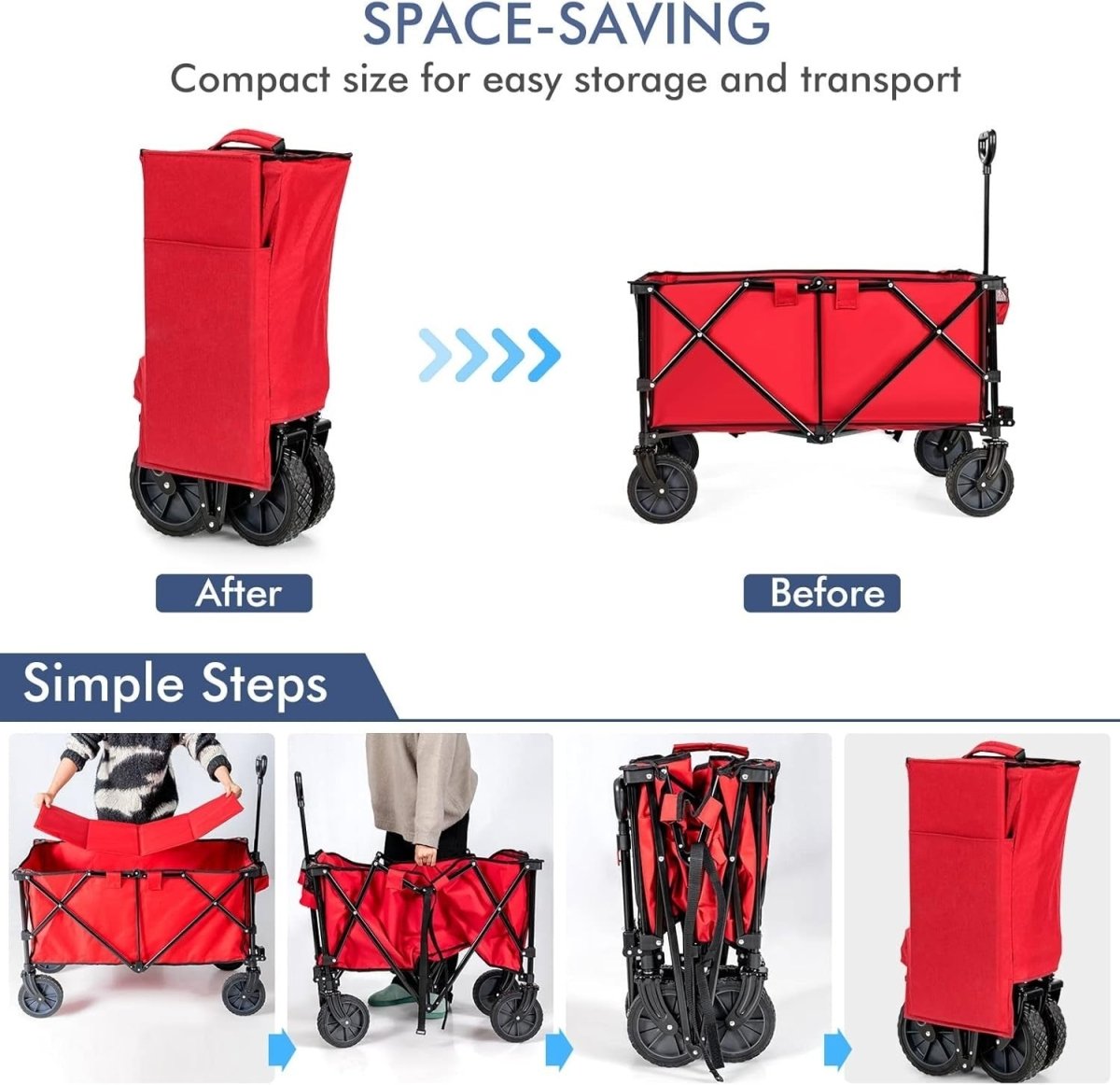 Folding Beach Garden Wagon Utility Cart for Camping & Shopping - Kwikley