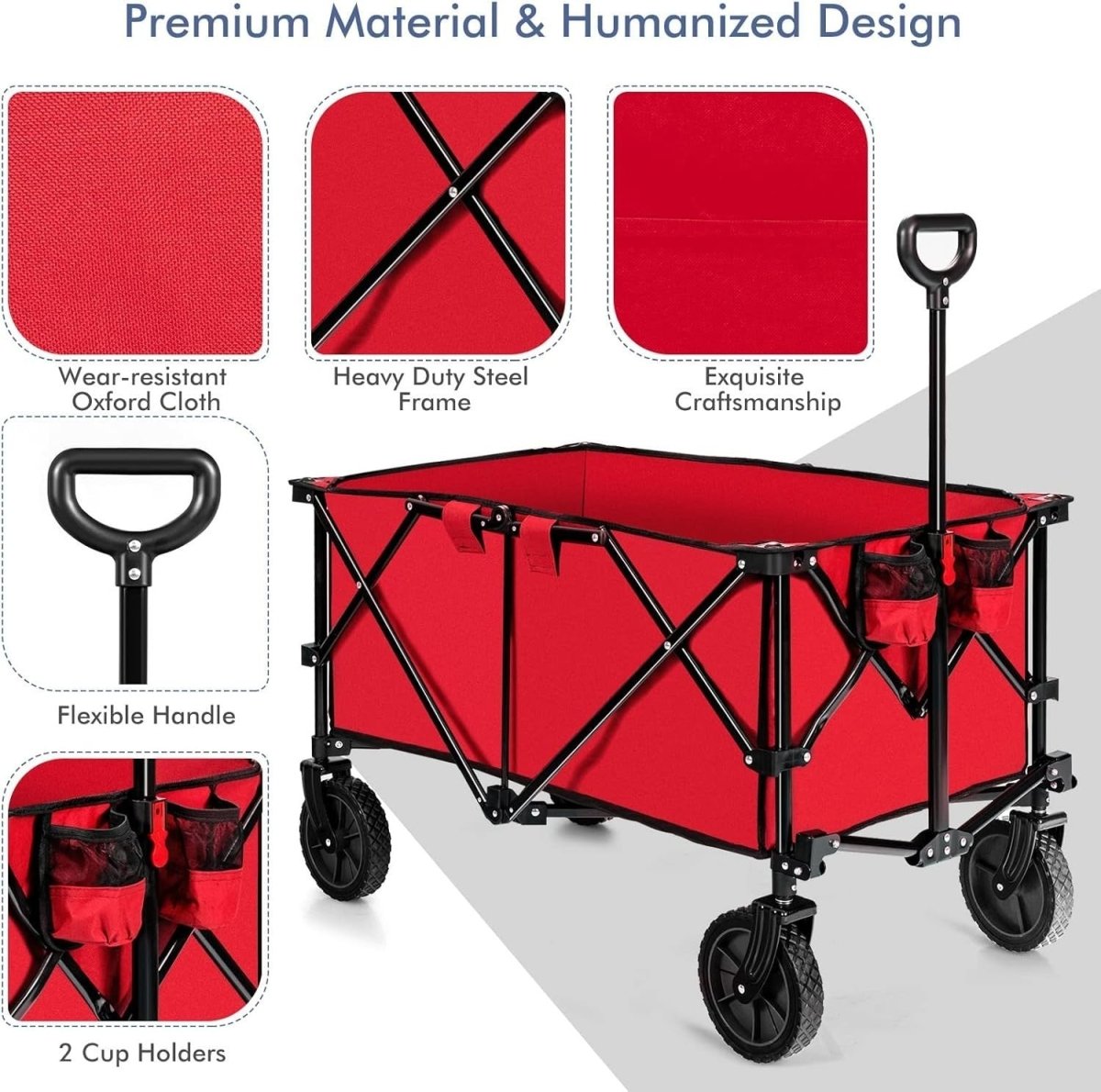 Folding Beach Garden Wagon Utility Cart for Camping & Shopping - Kwikley