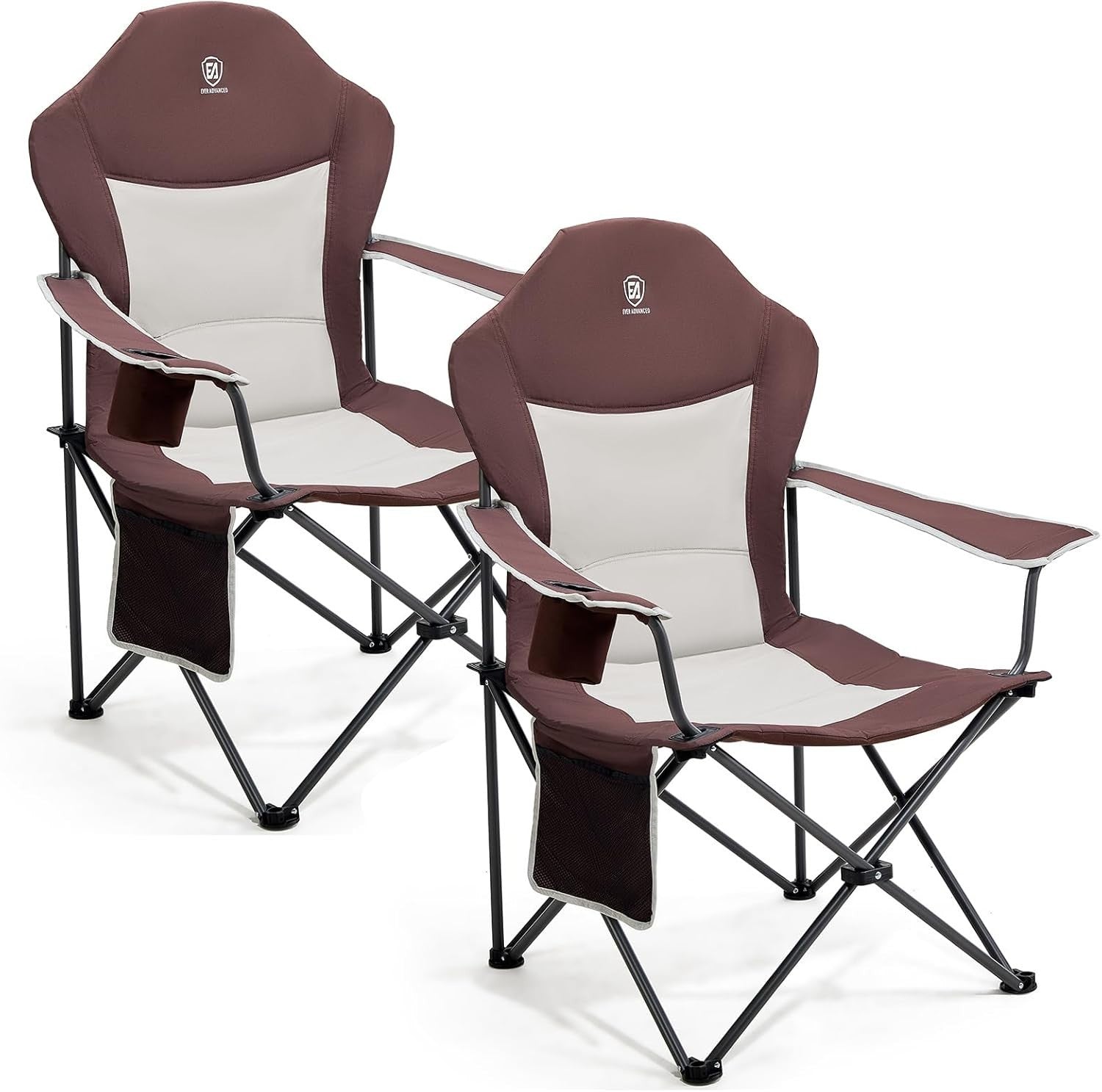 Folding Camping Chair Heavy Duty High Back Cup Holder Padded 160kg Max - Kwikley