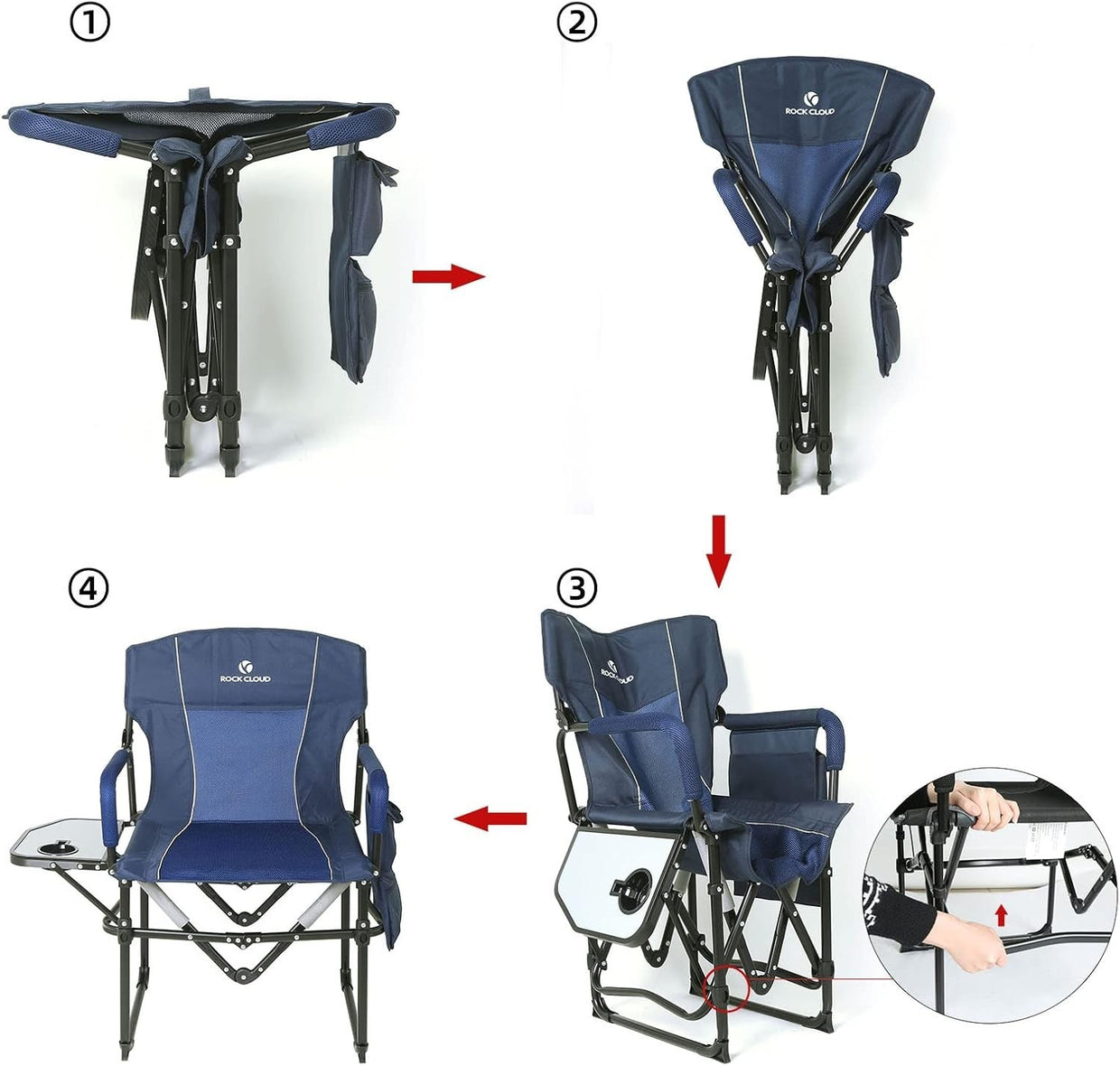 Folding Camping Chair with Side Table Portable Outdoor Hiking Fishing Seat - Kwikley