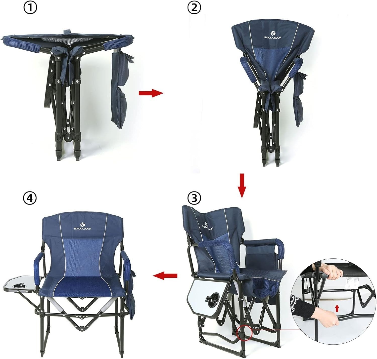 Folding Camping Chair with Side Table Portable Outdoor Hiking Fishing Seat - Kwikley