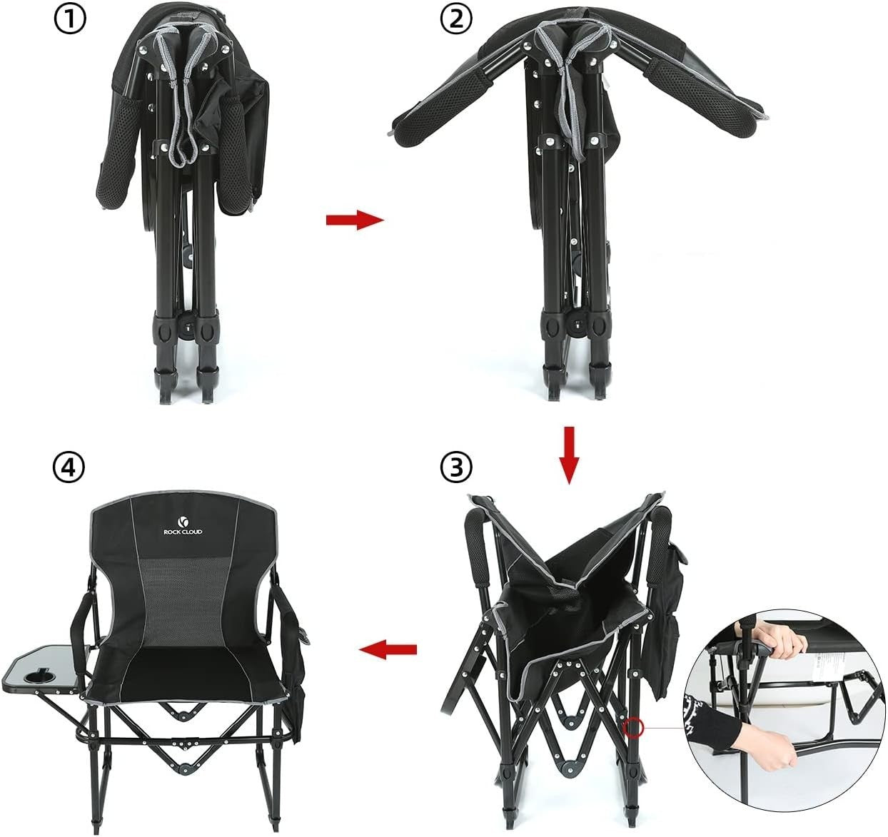 Folding Camping Chair with Side Table & Storage Pocket Outdoor Portable - Kwikley