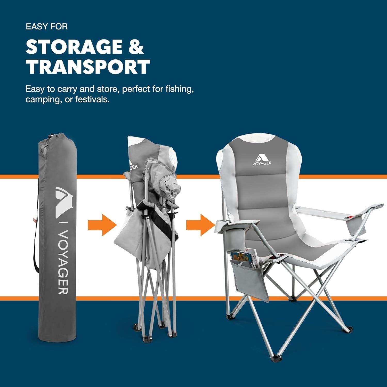 Folding Camping Chairs 2x Set w/ Cooler Bag Padded Seat Portable Outdoor - Kwikley