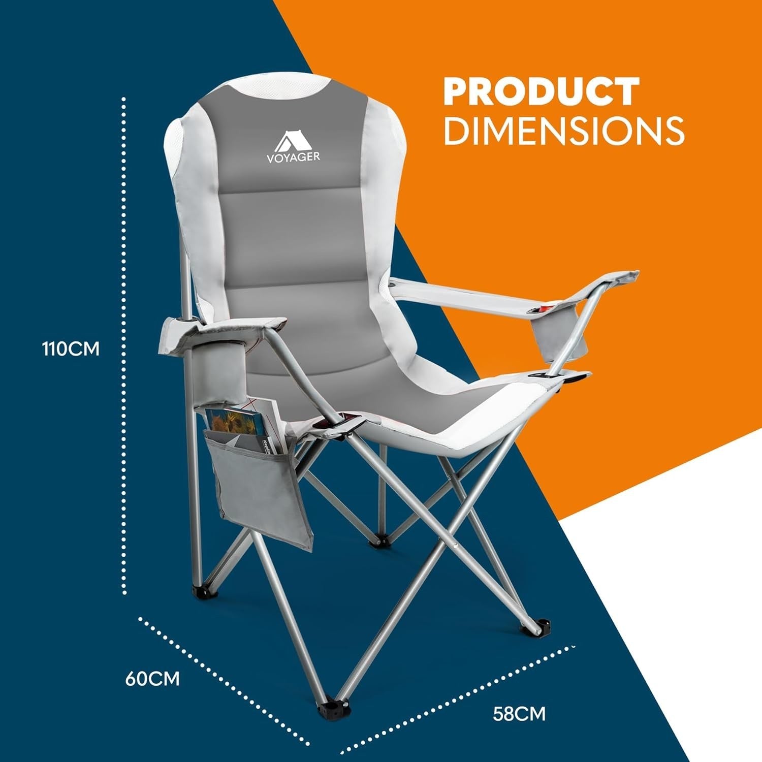 Folding Camping Chairs 2x Set w/ Cooler Bag Padded Seat Portable Outdoor - Kwikley