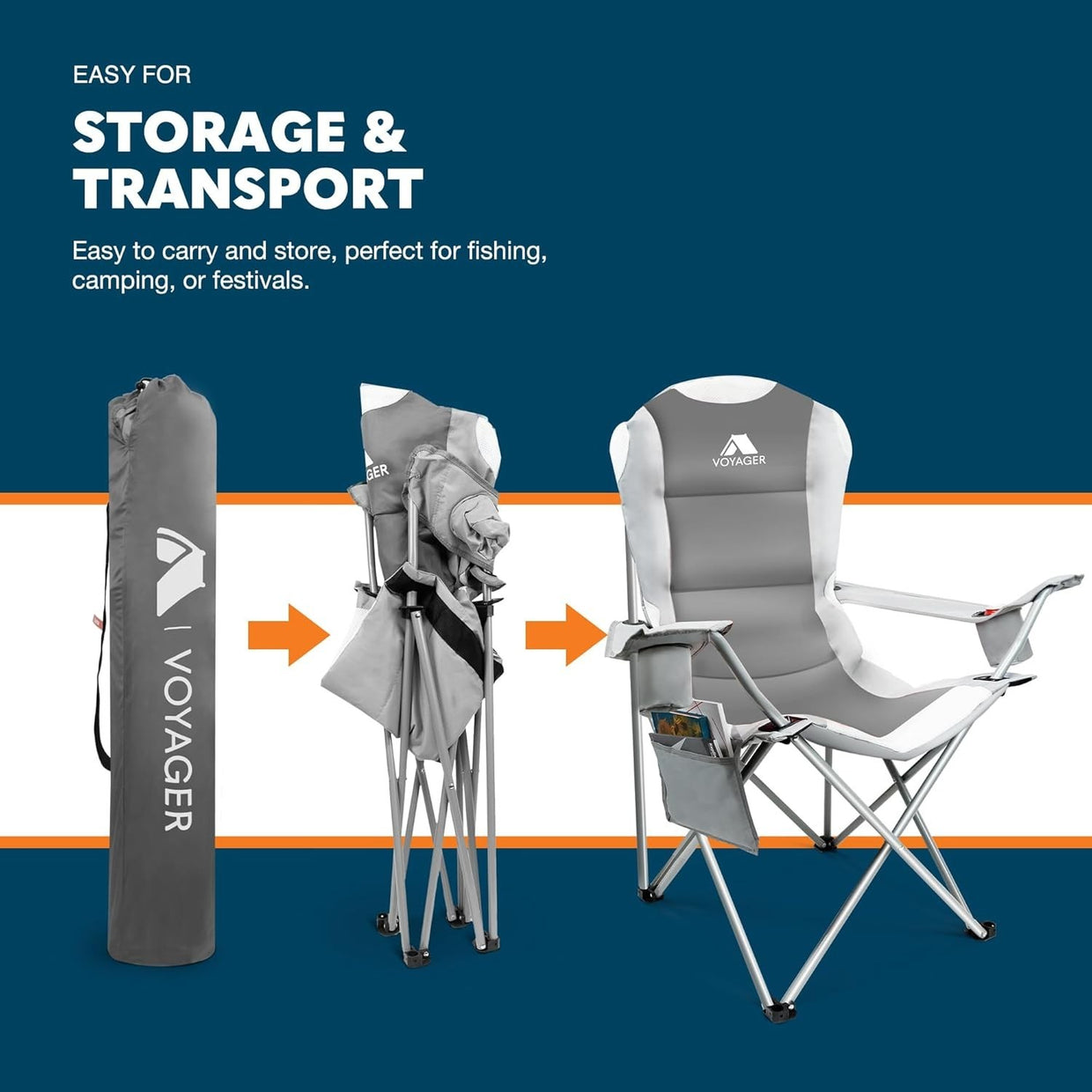 Folding Camping Chairs 2x Set w/ Cooler Bag Padded Seat Portable Outdoor - Kwikley