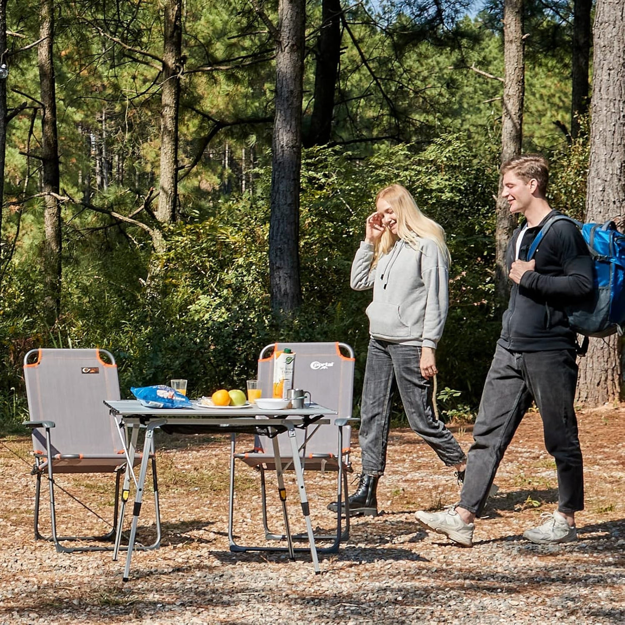 Folding Camping Chairs Set of 2 High Back Steel Frame 150KG Mesh Seat - Kwikley