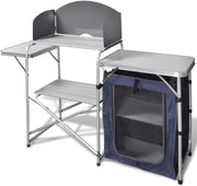 Folding Camping Kitchen Storage Unit Outdoor Camp Cooking Table w/ Shelves - Kwikley