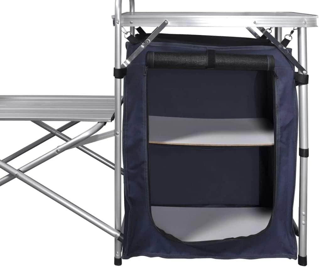 Folding Camping Kitchen Storage Unit Outdoor Camp Cooking Table w/ Shelves - Kwikley