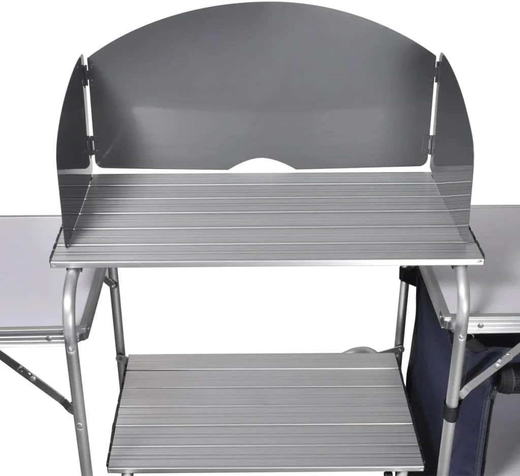 Folding Camping Kitchen Storage Unit Outdoor Camp Cooking Table w/ Shelves - Kwikley