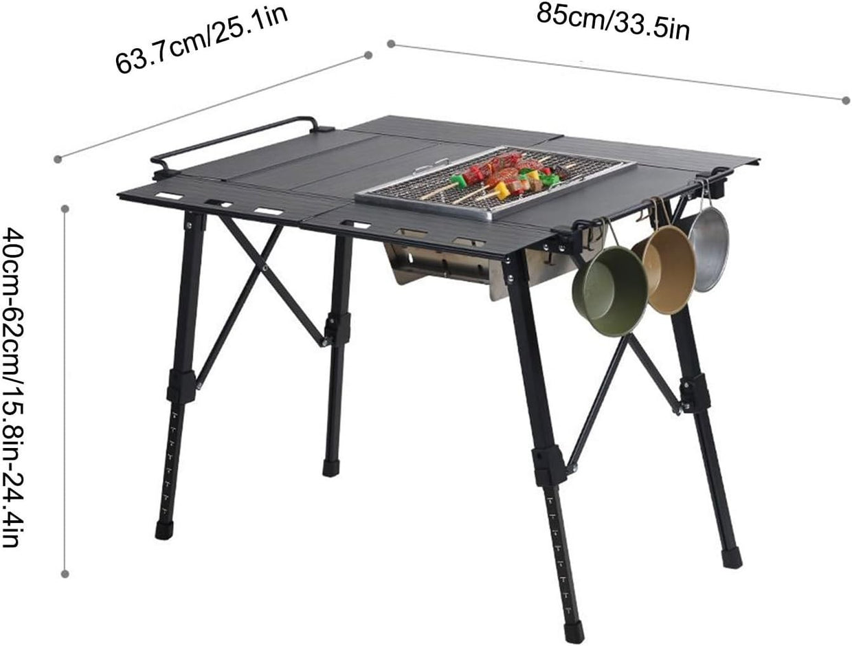 Folding Camping Table BBQ Outdoor Cook Station Lightweight Waterproof - Kwikley
