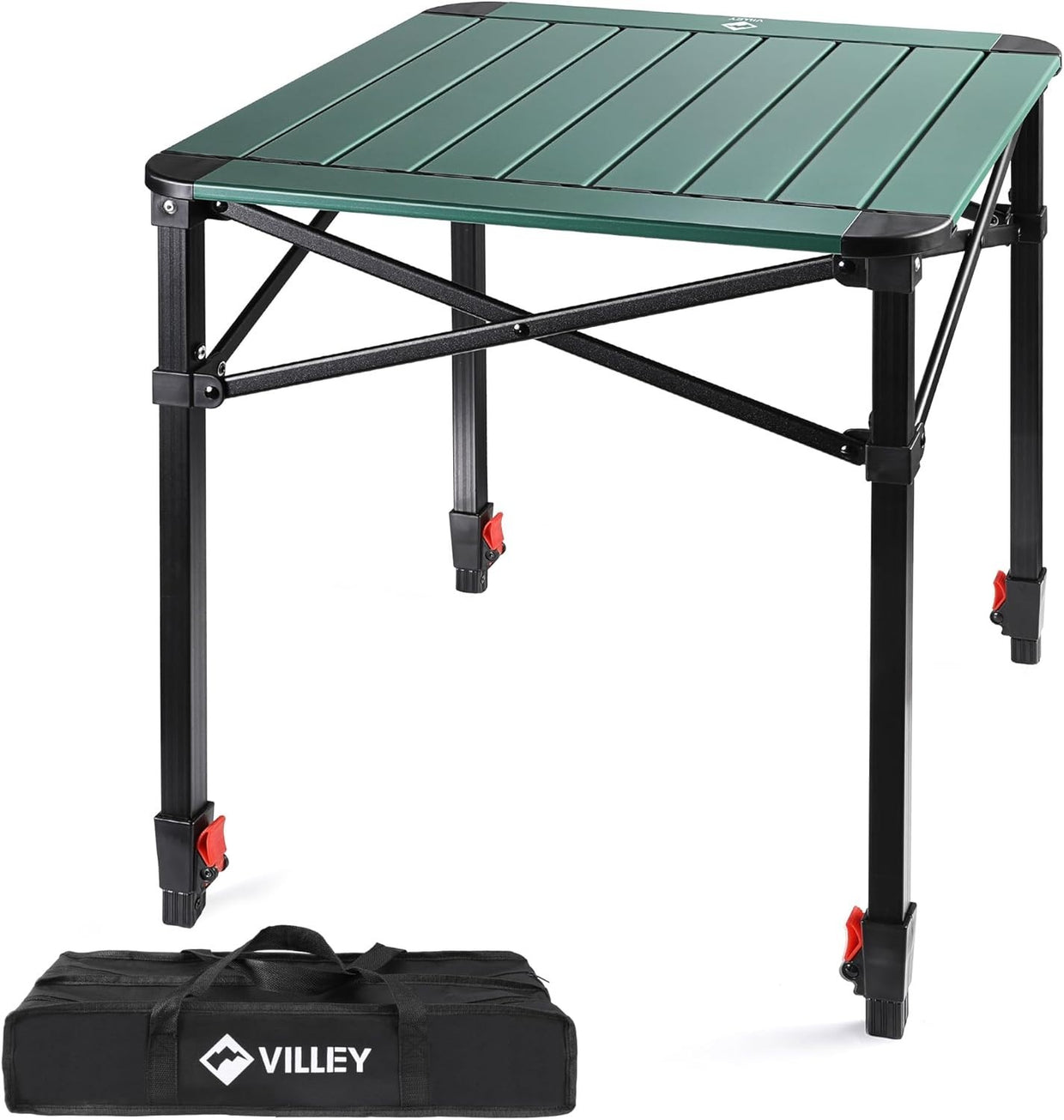 Folding Camping Table Portable Roll - Up Aluminum Outdoor Adjustable Height - Kwikley