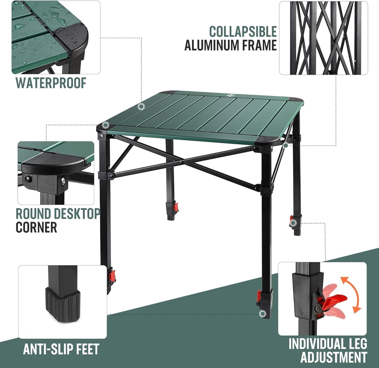 Folding Camping Table Portable Roll - Up Aluminum Outdoor Adjustable Height - Kwikley