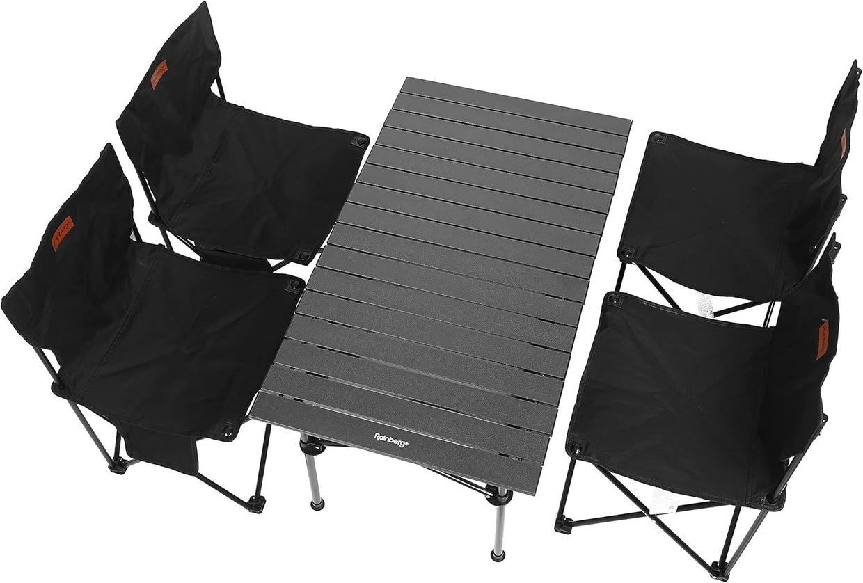 Folding Camping Table Set with 4 Chairs | Portable BBQ Picnic Garden - Kwikley