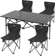 Folding Camping Table Set with 4 Chairs | Portable BBQ Picnic Garden - Kwikley