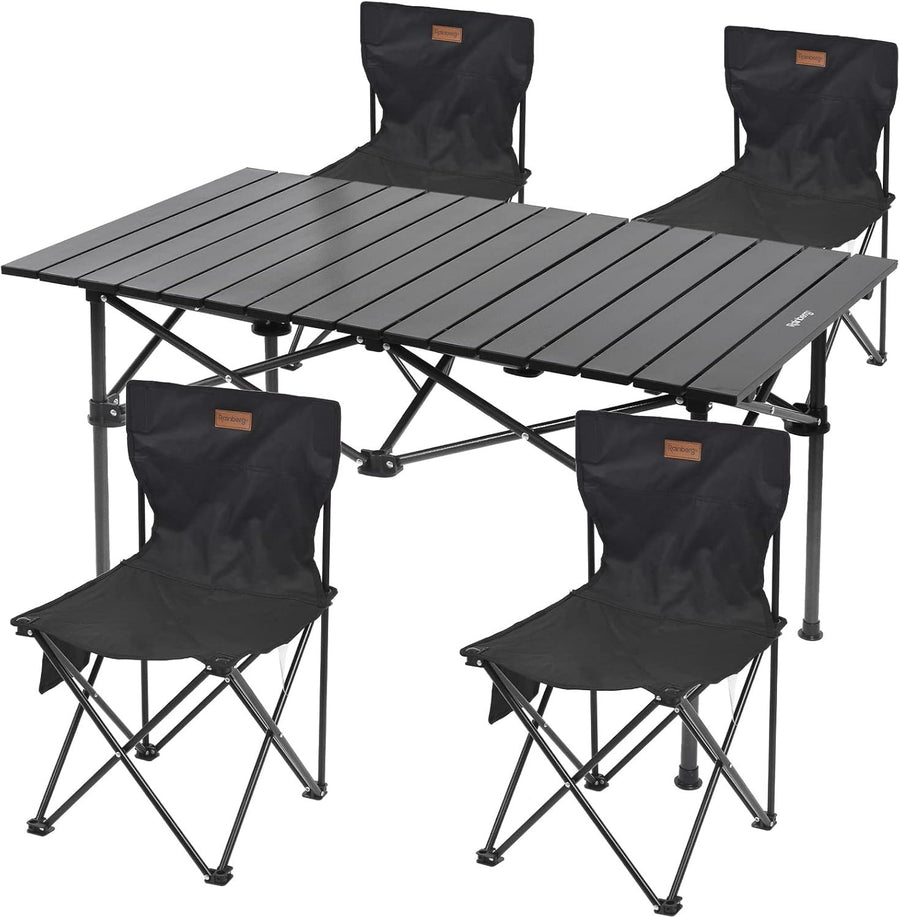 Folding Camping Table Set with 4 Chairs | Portable BBQ Picnic Garden - Kwikley