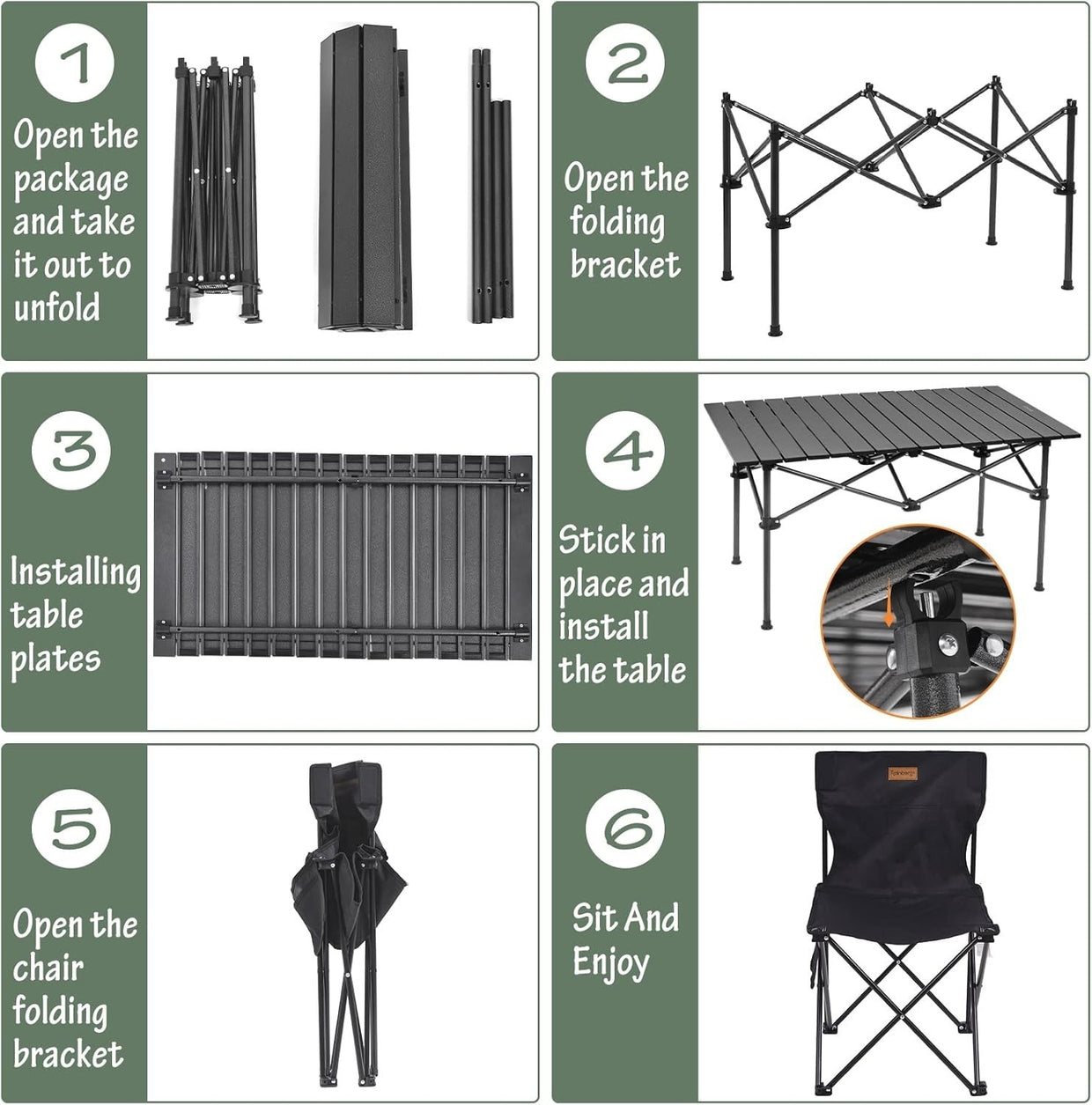 Folding Camping Table Set with 4 Chairs | Portable BBQ Picnic Garden - Kwikley