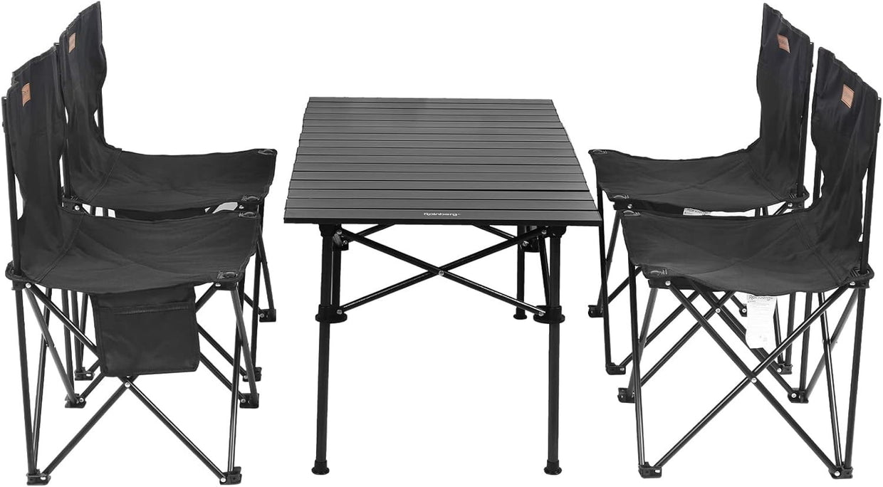 Folding Camping Table Set with 4 Chairs | Portable BBQ Picnic Garden - Kwikley