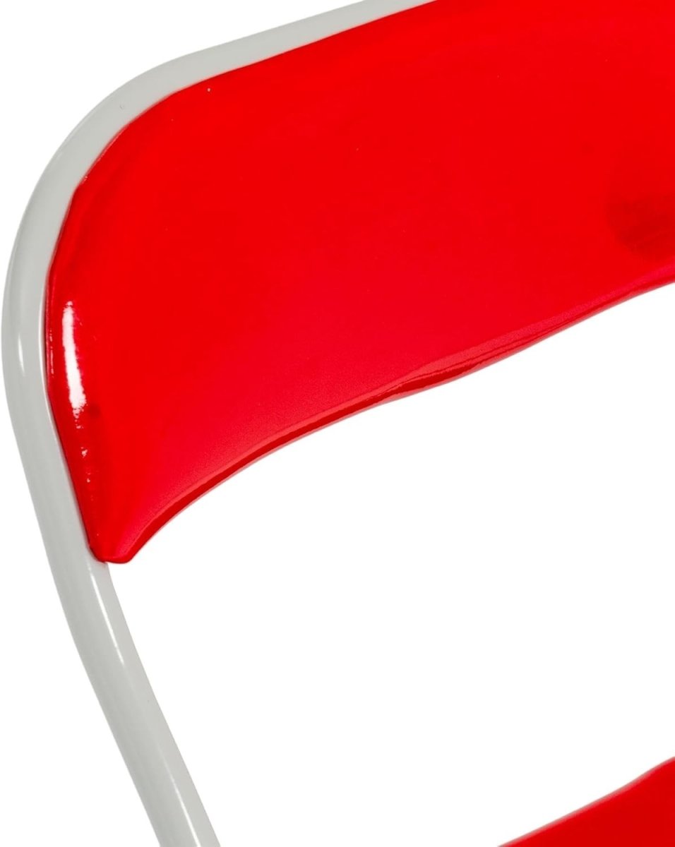Folding Chairs Padded Metal Frame Red Set of 6 Space Saving - Kwikley