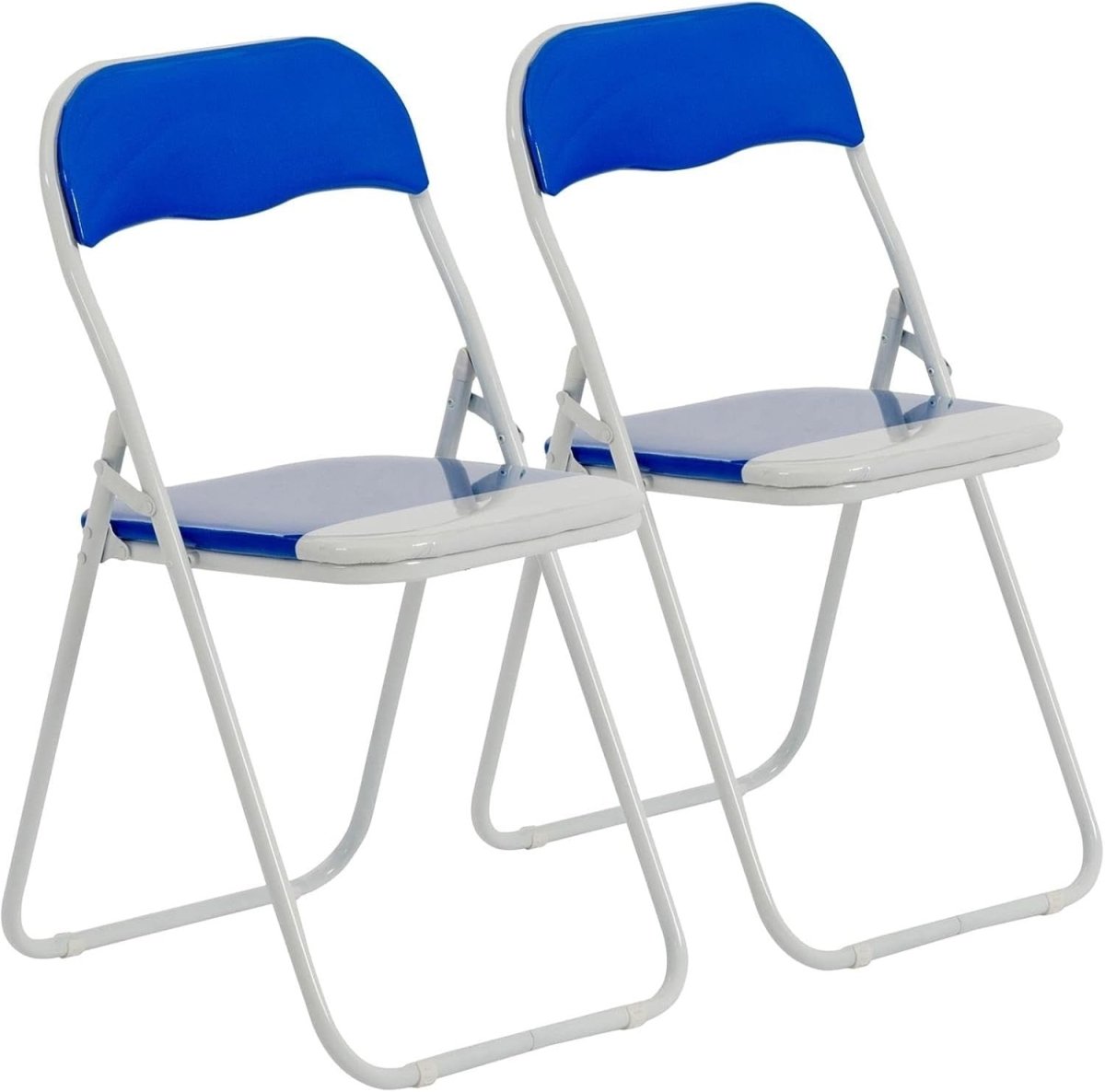 Folding Chairs Set of 2 Padded Metal Frame Blue Space Saving - Kwikley