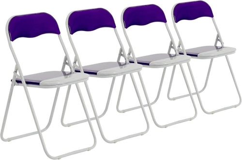 Folding Chairs Set of 4 Padded Metal Frame Purple Space Saving - Kwikley