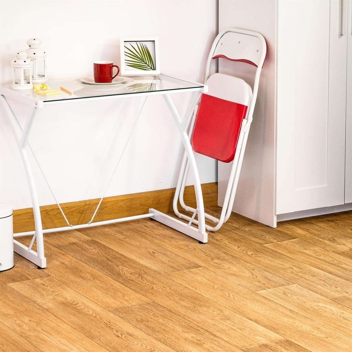 Folding Chairs Set of 4 Padded Metal Frame Red Space Saving - Kwikley