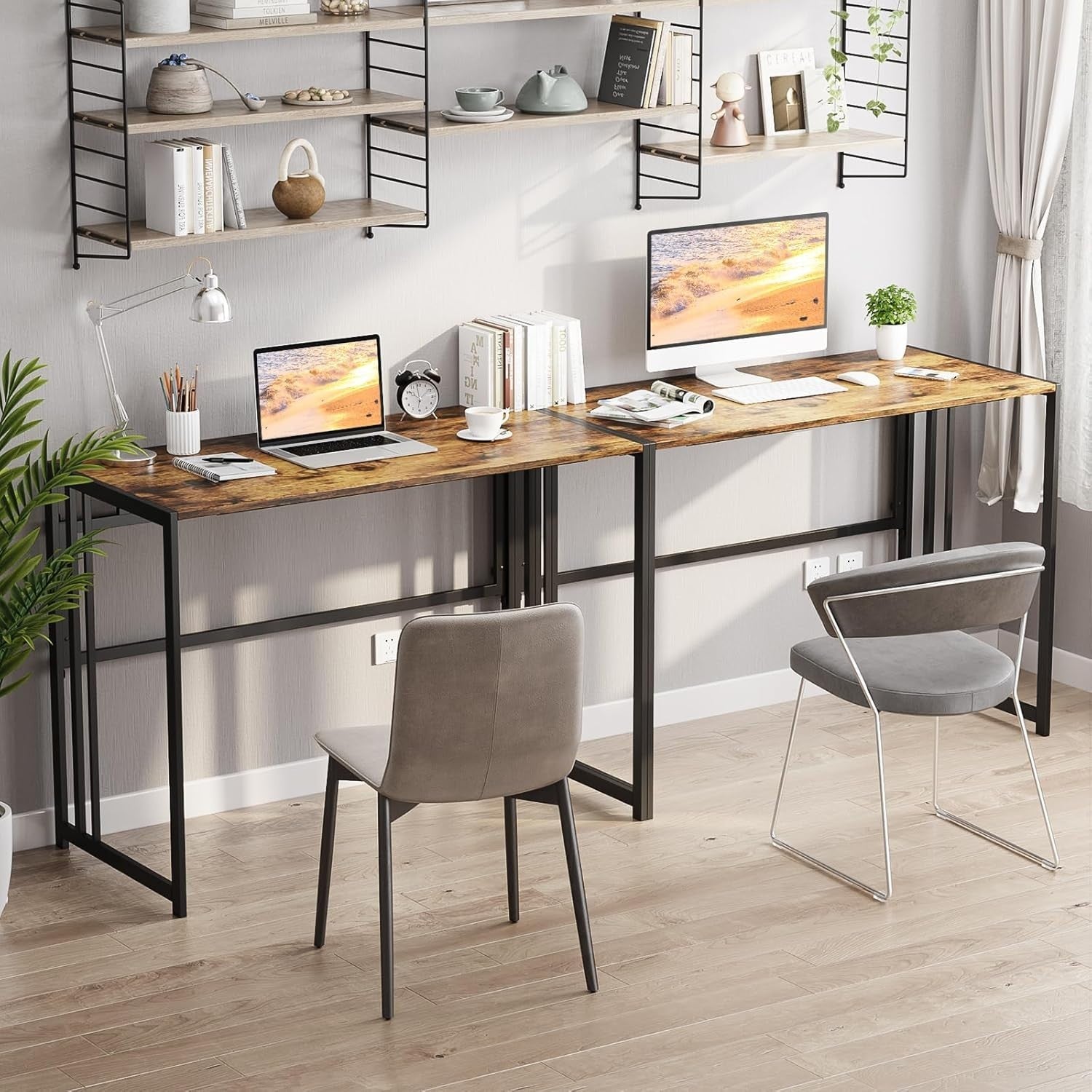 Folding Computer Desk 103x50cm No Assembly Writing Study Table Rustic Brown - Kwikley