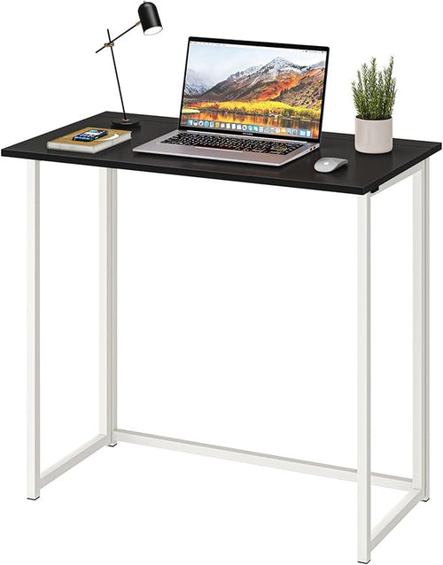 Folding Computer Desk Black Laptop Table No Assembly Compact Home Office - Kwikley