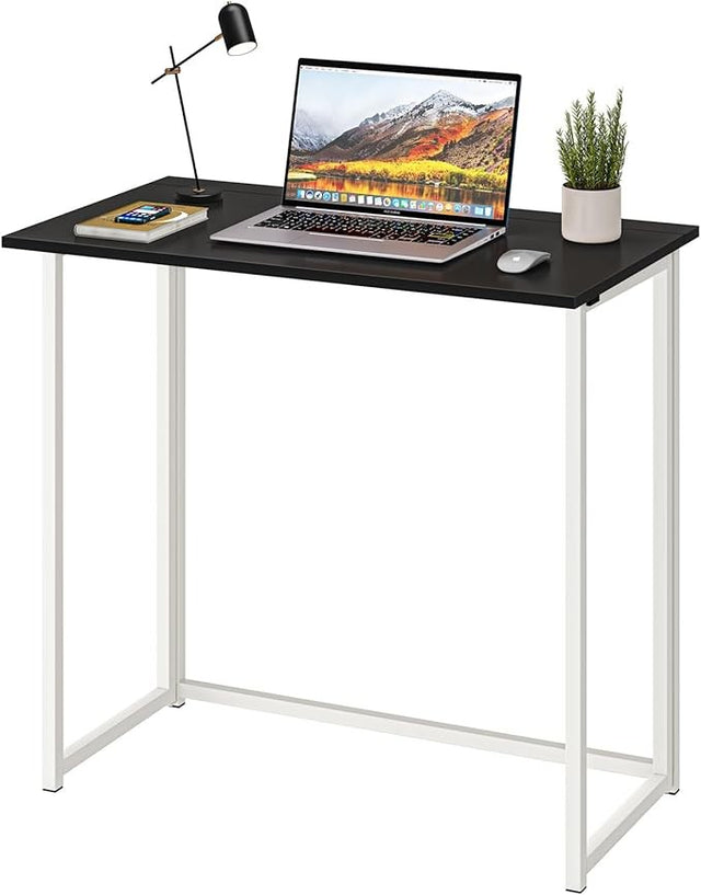 Folding Computer Desk Black Laptop Table No Assembly Compact Home Office