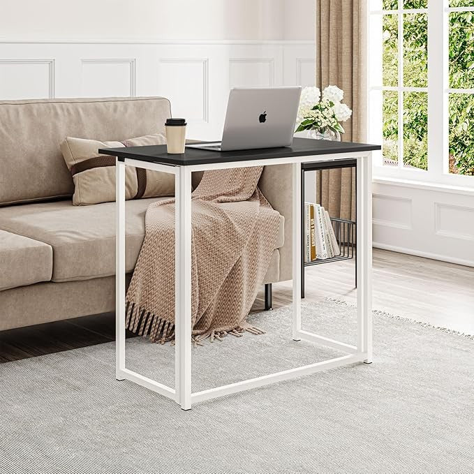 Folding Computer Desk Black Laptop Table No Assembly Compact Home Office - Kwikley