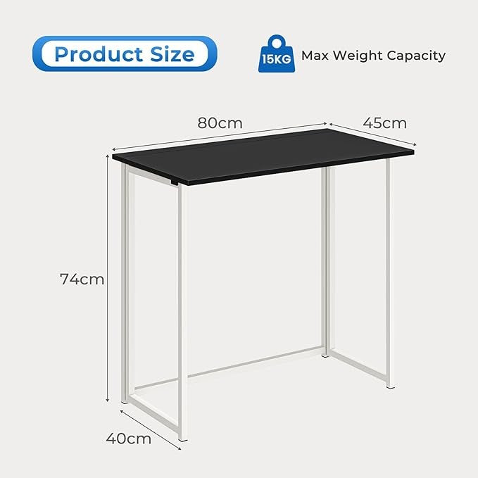 Folding Computer Desk Black Laptop Table No Assembly Compact Home Office - Kwikley