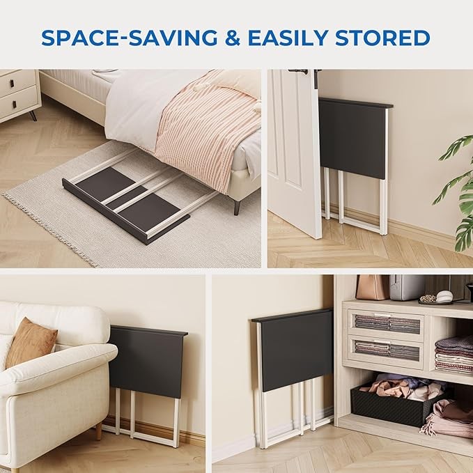 Folding Computer Desk Black Laptop Table No Assembly Compact Home Office - Kwikley