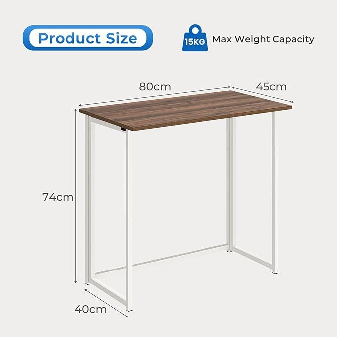 Folding Computer Desk Brown Laptop Table No Assembly Small Home Office - Kwikley