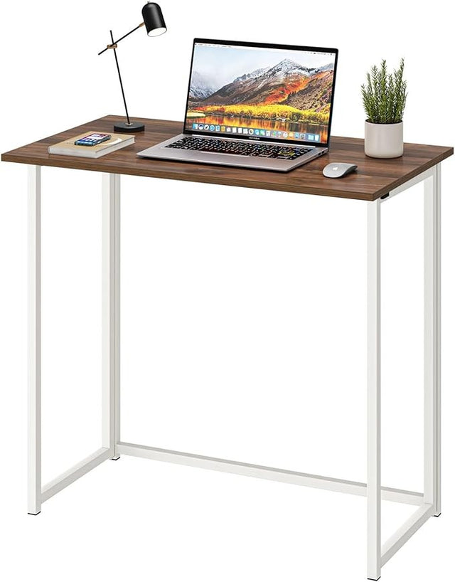 Folding Computer Desk Brown Laptop Table No Assembly Small Home Office
