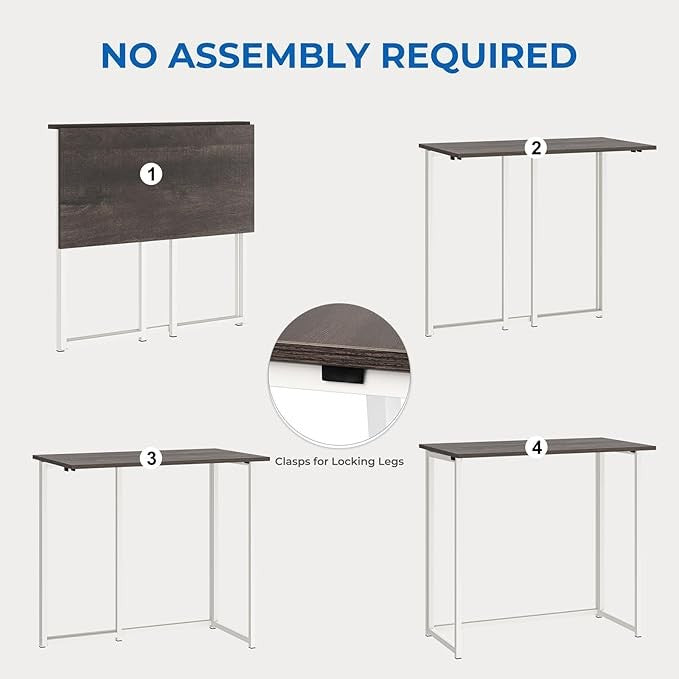 Folding Computer Desk Dark Oak Laptop Table No Assembly Small Home Office - Kwikley