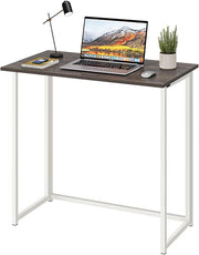 Folding Computer Desk Dark Oak Laptop Table No Assembly Small Home Office - Kwikley