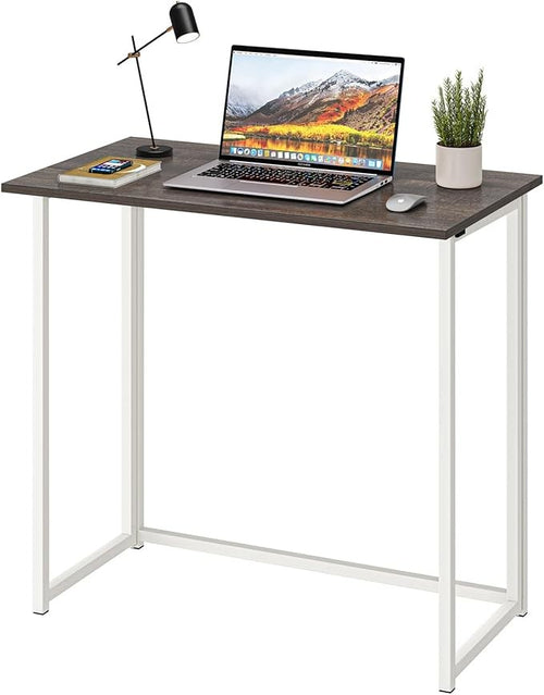 Folding Computer Desk Dark Oak Laptop Table No Assembly Small Home Office - Kwikley